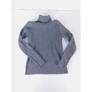 Merona Sweater Womens L Gray Ribbed Turtleneck Pullover Cotton Nylon Stretch